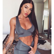 Women Yoga Gym Set W/ V Neck