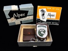 Vintage Alpex Hand Held Exposure light  Meter In Box With Paperwork