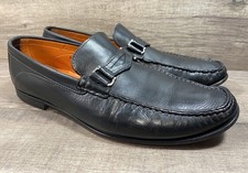 Santoni Bit Loafers Dress Shoes Black Leather Mens Size 10 D