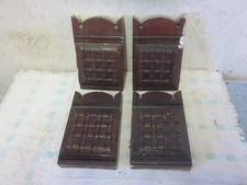 4 Antique Raised Checkered Plinth / Rosette Door Window Wood Blocks Reclaimed