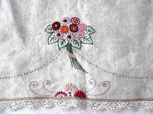 Linge ancien jolie nappe - ancien,