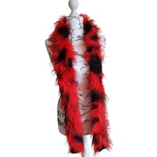 Écharpe Rouge Et Noire Épais Doux Pile Flou 75mm Chaud D'Hiver