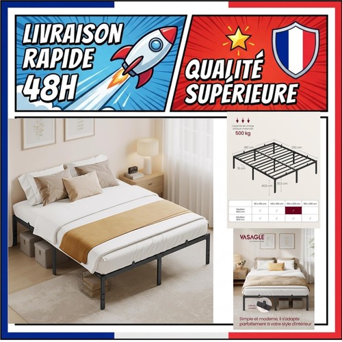 Cadre lit métal 160x200 - de,
