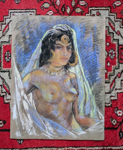 Pastel ancien féminin - pastel, nu