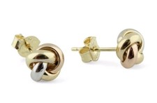 Boucles D'oreille puce anneau Trinity Or  blanc, rose et jaune 18K, 8.5X8.5 mm
