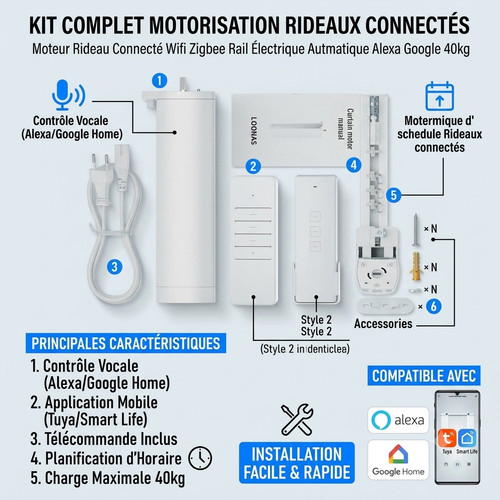 Moteur rideau connecté wifi - connecté,