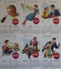 "COCA-COLA" Calendrier 1956 complet rassemblé en affiche par entoilage 103x115cm