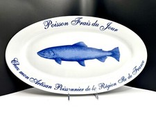 Rare Williams-Sonoma French Poisson Frais du Jour France Blue Fish Oval Platter