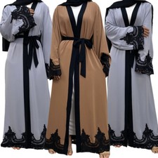 Dubai Women Muslim Maxi Dress Open Cardigan Islamic Long Robes Cocktail Dresses
