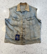 Vintage Lee Riders Harley Vest HOG Patch Albert Lea MN Distressed L