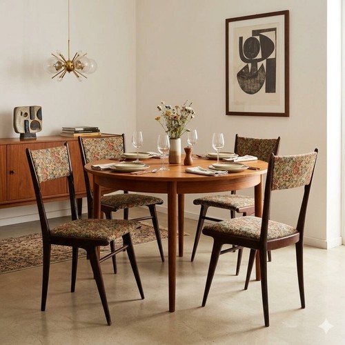Chaises vintage bois tissu - bois,