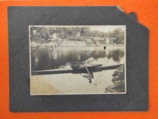 Man Canoe Boat Paddle Photo Signed Before Departure for War O-261