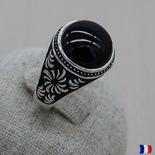 Bague Onyx Argent 925 Gravée