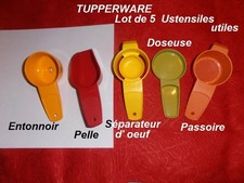 TUPPERWARE LOT 5 ustensiles Pelle Entonnoir Doseuse Passoire  Séparateur d' Oeuf