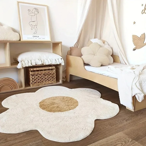 Tapis peluche fleurs