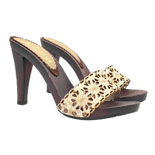 Mule avec bande cuir - mule, beige