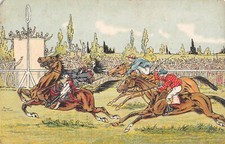 Old postcard horse racing / horse racing / illustrator / jockey