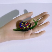 Handmade Glass Snail Figurine Miniature Animal Decor for Plant Pot or Terrarium