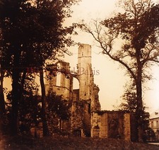 FRANCE Ruins of the Abbey of Chaalis c1930 Photo Vintage Stereo Glass Plate