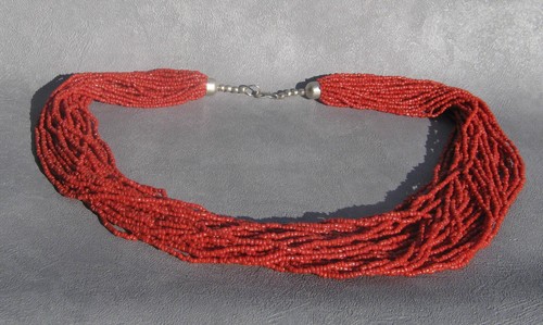 Collier perles corail rouge - perles,