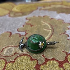 old small mountaineering brooch enamelled ice axe edelweiss era 1900