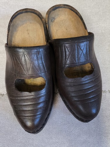 Ancien sabots galoche bois et - bois,