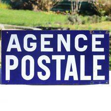 Ancienne plaque émaillée double face Agence Postale PTT des années 1950