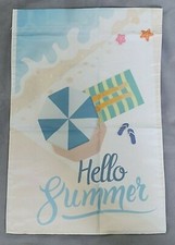 HELLO SUMMER, Small Garden Yard Flag 12 x 18 in., sun, beach, ocean, NEW