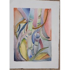 "Bambous" Lot de 3 dessins-Aquarelles/Papier en couleurs, signés, datés (2005)