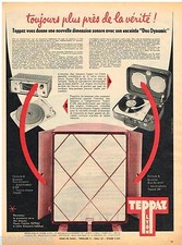 ADVERTISEMENT ADVERTISING 105 1958 TEPPAZ les speakers DUO-DYNAMIC