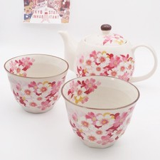 Ensemble théière et 2 tasses japonais Mino Ware « fleur de cerisier » coffret...