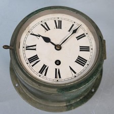 CHAIN FUSEE ENGLISH MARINE or SHIPS WALL CLOCK antique WORKING needs tidying up