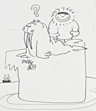 TARDI : dessin non-signé, original, croquis, feutre