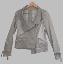 COP COPINE Archive Cotton Asymmetric Zip Jacket 36 Distressed Grey Denim New M