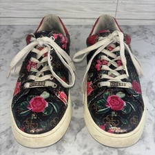 GUESS Rollin Scarpe Donna Brown Floral Logo Red Pink Rose Sneaker