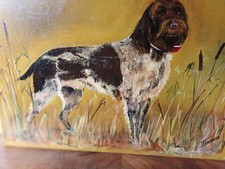 Huile sur toile chien chasse