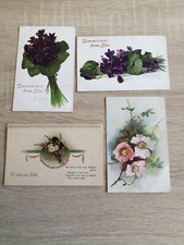 4 postcards English flowers
