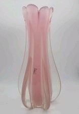 Glass Vase Murano Oball Design Bordeaux. Transparent Pink Italian  RARE!! Heavy 