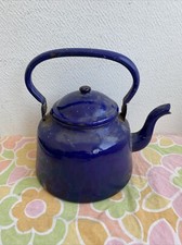 Ancienne Théière Émaillée Bleu Deco Table Cuisine Retro 