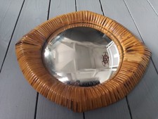 MIROIR SORCIÈRE EN FORME D'OEIL EN ROTIN époque 1960's FRENCH RIVIERA