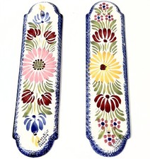 HB Henriot Quimper Pottery Brittany Flower Cleaning Plate Pair