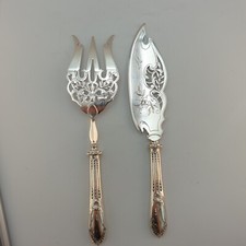 Fish service cutlery silver stuffed Minerva vegetable decor P. Devaux 1900