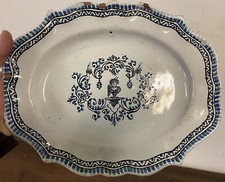 Antique earthenware dish Rouen Moustiers Lyon Toulouse à la Berain