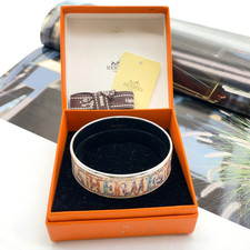 Auth Auth Hermes Enamel SV Animal Pink Bangle W/Box SK100140