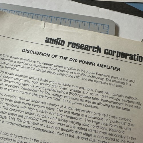 Audio research d70 power - ar,