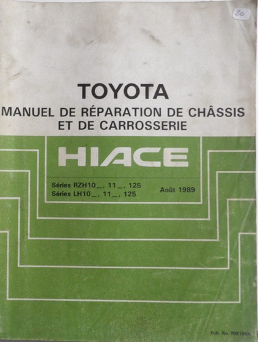 Manuel atelier toyota hiace - manuel, d'atelier