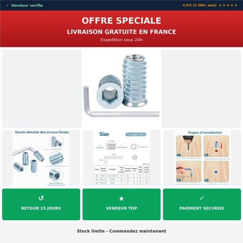 Inserts filetés bois m10 - inserts,