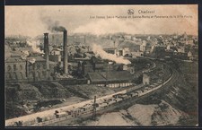 CPA Charleroi, Les fosses Sacré Madame et Sainte-Barbe et panorama de la Ville  