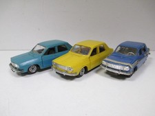 LOT de 3 NOREV ancien Plastique RENAULT 12 R12 Bleu et Jaune ref N° 140 au 1/43