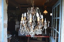 Lustre Cage à Pampilles et poignards Début 1900 6 Feux Dimensions: 50x75cm